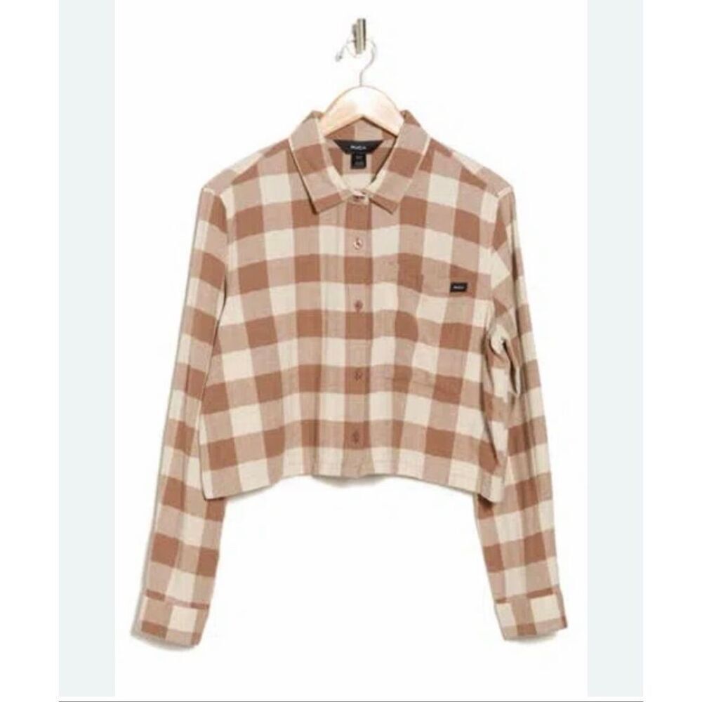 RVCA Check Me Out Button-up Shirt In Rustic Brown-L